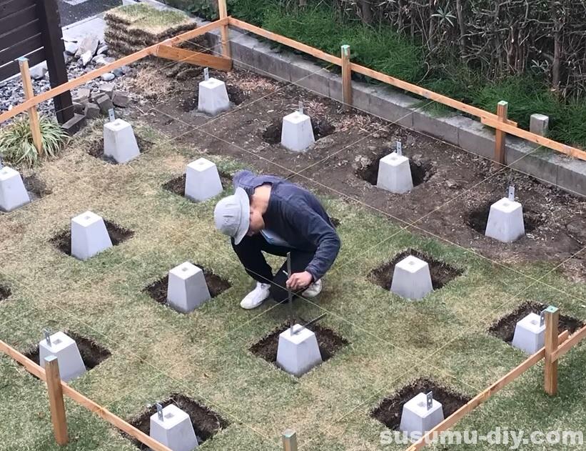 ひとりde小屋づくり】＃4 ひのき材で土台・束柱をつくる！水平の取り方 
