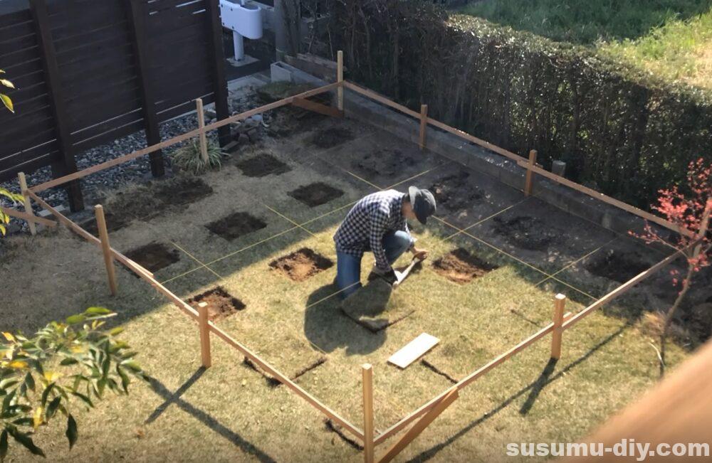 ひとりde小屋づくり】＃3 羽子板付き束石で独立基礎、穴掘り 
